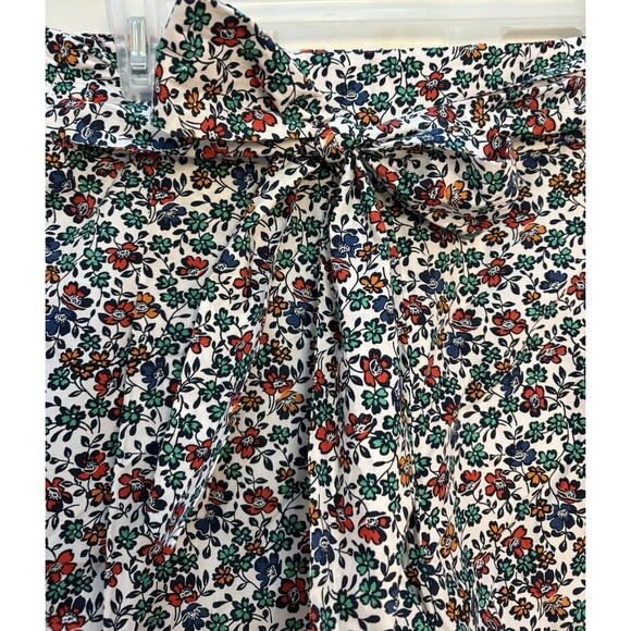 J.Crew Womens Shorts 4 White Flower Vacation Tie Waist Preppy Boho Pleated Retro - Picture 5 of 10